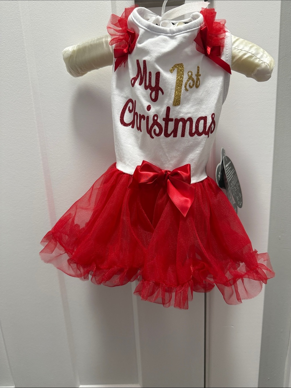 My 1st Christmas Red & White Dog Dress - Holiday Pet Tutu